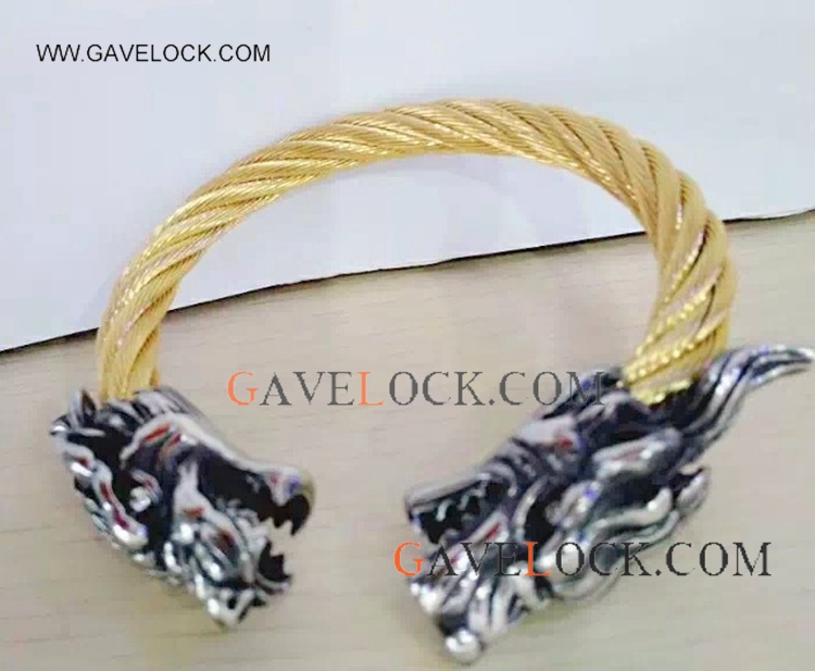 Gold Punk Dragon Head Fashion Punk Man Bangle